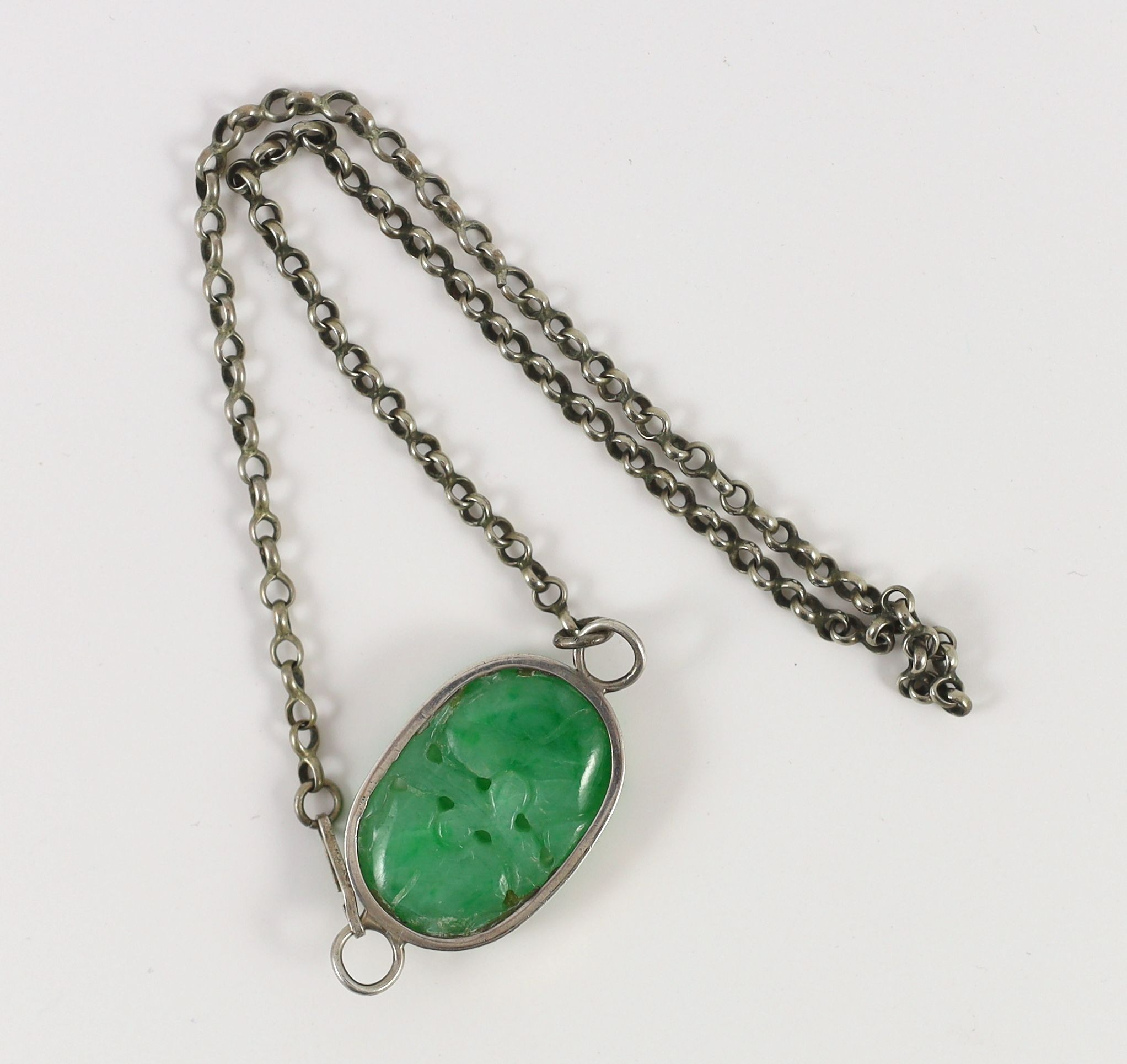 A Chinese jadeite pendant, Pendant 3.4 cm